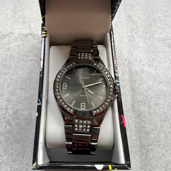 XOXO Women's Gunmetal Gray Analog-Quartz Bracelet Wristwatch - New in Box - Picture 1 of 5